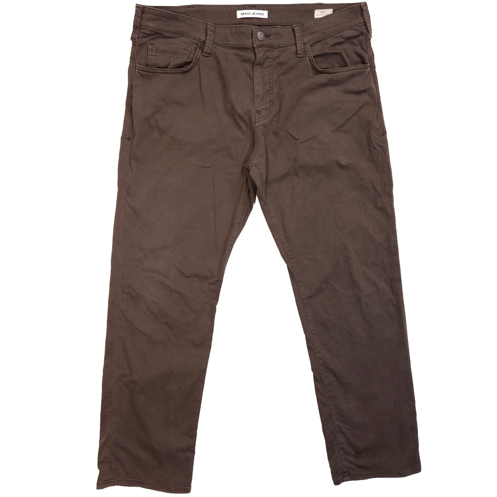 Mavi Jeans Matt Relaxed Straight Leg Pants Mens 38x32 Brown Slacks Stretch
